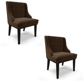 Kit 02 Cadeiras de Jantar Liz Suede Base Fixa Madeira Preto - D'Rossi - Marrom