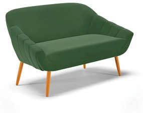 Namoradeira 02 Lugares Giovana Suede Verde Pés Palito Castanho - D'Rossi
