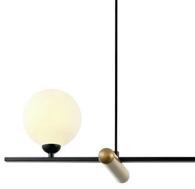 Pendente Bambu Metal Preto E Bronze Vidro Branco 19X80X29Cm 3Xg9 | Bel...