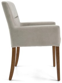 Poltrona Decorativa Sala de Estar Pés Madeira Vicenza Veludo Nude G15 - Gran Belo