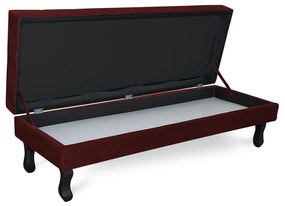 Puff Baú Decorativo Capitonê Luis XV 100x40cm Suede Bordô - Sheep Estofados - Vermelho escuro