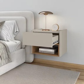 Mesa De Cabeceira Florença Off White/Cedro - Casa D Móveis