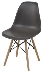 Cadeira Eames Eiffel Polipropileno Cinza Base Madeira - 44160 Sun House