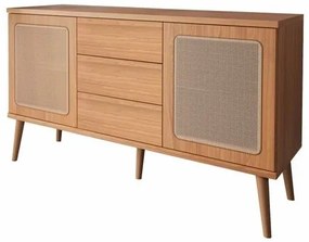 Balcão Areté 02 Portas Tela 03 Gavetas Freijó 135cm - 74625 Sun House