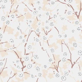 Papel de parede adesivo floral cinza marrom e creme