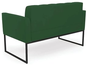 Kit 1 Sofá Namoradeira e 1 Poltrona Elisa Veludo Verde Base Metálica Industrial Preto - D'Rossi