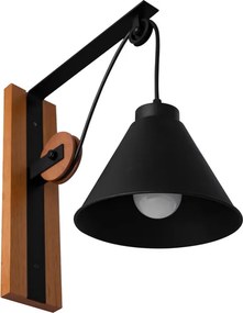 Arandela Metal Madeira Preto Castanho Celeiro