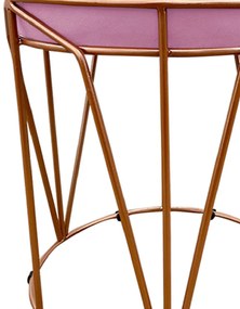 Puff Multiuso com Mesa Babu 2 em 1 Suede Rosa Bebê Base Cobre - D'Rossi