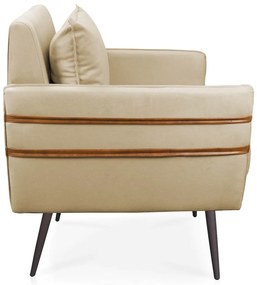 Kit 02 Poltronas Mari Suede Pés Palito de Ferro Marrom D03 - D'Rossi - Bege