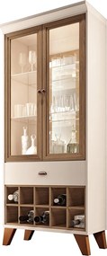 Cristaleira Bar e Adega Andorra Decorativa MDP/MDF Sala de Estar Off White/Castanho G26 - Gran Belo