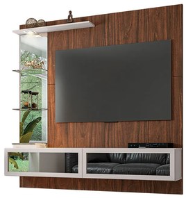 Painel de TV Home Suspenso Quartzo 180cm Imbuia/Beige - Vizzato - Bege