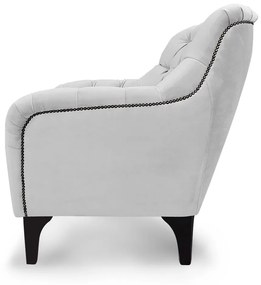 Poltrona Decorativa Roma Botonê Pés Madeira Veludo Cinza Claro - Sheep Estofados - Cinza claro