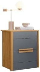 Mesa de Cabeceira 2 Gavetas 51cm Lara Z17 Freijó/Cinza - Mpozenato