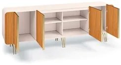 Balcão Buffet Piacente Com Cristaleira Alvora H01 Off White/Cinamomo -