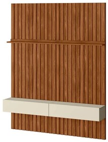 Painel Ripado de Parede com Gaveta 2,00x2,65  Slatted MDP Mel/Off White G44 - Gran Belo