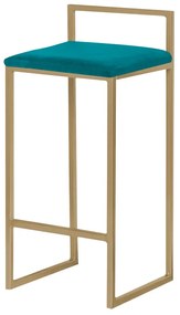 Banqueta Decorativa Jasmine Base Gold Suede Azul Claro G41 - Gran Belo