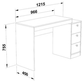 Mesa Escrivaninha Home Office 3 Gavetas Escritório Branco