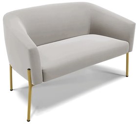 Sofá Namoradeira e Poltrona Pé de Ferro Dourado Stella Veludo D03 - D'Rossi - Cinza