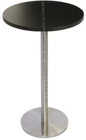 Mesa Bistro Georgia 80 cm Tampo Preto Redondo Base Inox - 37648 Sun House