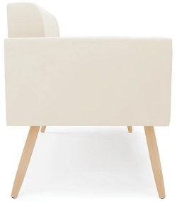 Sofá Namoradeira Elisa Veludo Bege Pés Palito Natural - D'Rossi