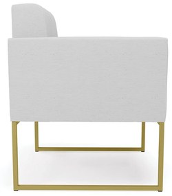 Kit 1 Sofá Namoradeira e 2 Poltronas Elisa Linho Base Metálica Industrial Dourado - D'Rossi - A05 Cinza