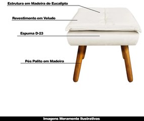 Kit 2 Puff's Decorativos Pés Palito Charger Veludo Bege G19 - Gran Belo