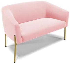 Sofá Namoradeira e Poltrona Pé de Ferro Dourado Stella Suede D03 - D'Rossi - Rosa Bebê
