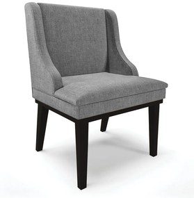 Cadeira de Jantar Liz Linho Grafite A26 Base Fixa Madeira Preto D03 - D'Rossi