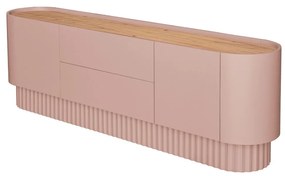 Aparador Buffet York 2,4m - Rosa Blush com Lâmina Cinamomo Natural