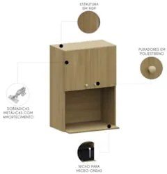 Armário de Cozinha 60cm Com Nicho Micro-ondas Mirella Freijó L01 - Mpo