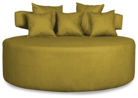 Sofá Chaise Eva Redondo 02 Lugares Suede Amarelo