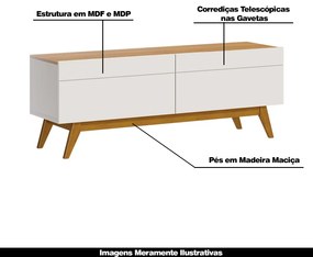 Rack Bancada 2 Gavetas 146cm Amy Off White/Nature G29 - Gran Belo