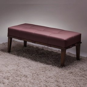 Puff Decorativo 100cm Martínez Veludo Pés Madeira Rosa/Imbúia G62 - Gran Belo