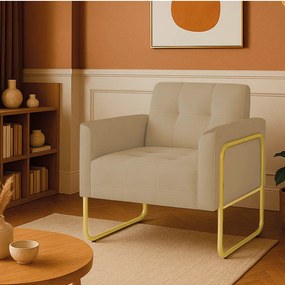 Poltrona Sala Industrial Alta Tubo Dourado Elisa Suede D03 - D'Rossi - Marrom Rato
