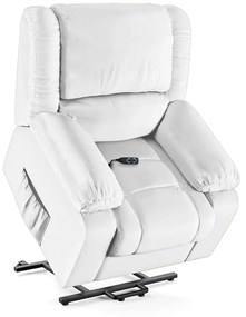 Poltrona do Papai Reclinável Sala de Cinema Madrid Elevação Lift Elétrico PU Branco  G23