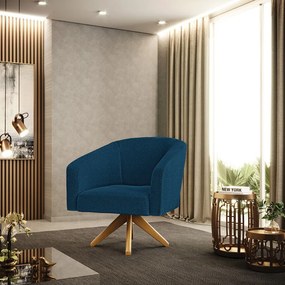 Poltrona Decorativa Giratória MA30 Stella Bouclê D03 - D'Rossi - Azul