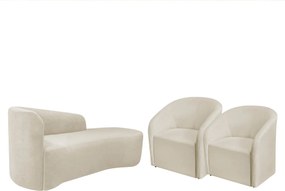 Kit Sofá Curvo França 140cm LD. e 2 Poltronas Luiza Max Conforto, Elegância e Design Moderno Bouclé