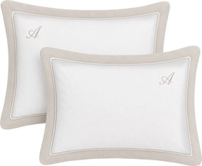 Jogo 2 Fronhas Literie 300 Fios Cetim Belmont 50x70cm - Branco e Platino  Branco e Platino