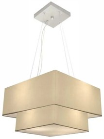 Lustre Pendente Duplo Quadrado Vivare Md-4157 Cúpula em Tecido 40x35cm Algodão Crú - Bivolt