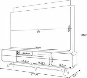 Home Theater Nobre com LED TV até 85 Polegadas em Off White/Castanho G26 - Hb Móveis
