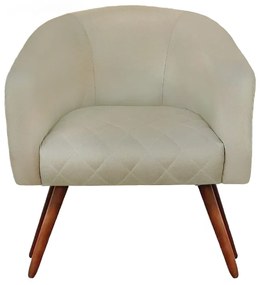 Poltrona Bianca com Tressê Suede Pés Palito Castanho C05 - D'Rossi - Bege