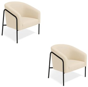 Poltrona Sala Industrial Alta Preto Kit 2 Stella Suede D03 - D'Rossi - Bege