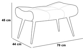 Puff Decorativo Sala de Estar Pés Palito Letty PU Nozes G19 - Gran Belo