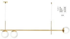 Pendente Tooren Retangular Assimetrico 111,5X12X29Cm Globo Ø12Cm 03Xg9... (PRETO, CLEAR (Transparente))
