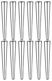 Kit 12 Pés de Metal 60 CM Hairpin Legs Mesa de Canto Aparador Preto G41