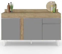 Balcão Gabinete para Pia com Tampo 150cm 3 Portas 1 Gaveta Dakota Cast
