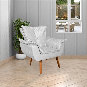 Kit 2 Poltronas Decorativas Pés Palito Charger PU Branco G19 - Gran Belo