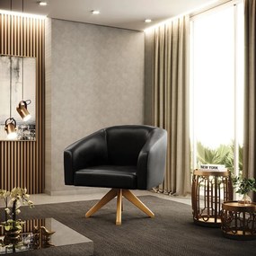 Poltrona Decorativa Giratória MA30 Kit 2 Stella Sintético PU D03 - D'Rossi - Preto