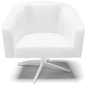 Poltrona Decorativa Giratória Cromada Kit 2 Stella Sintético PU D03 - D'Rossi - Branco