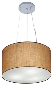 Lustre Pendente Cilíndrico Md-4009 Cúpula em Tecido 40x21cm Palha - Bivolt
